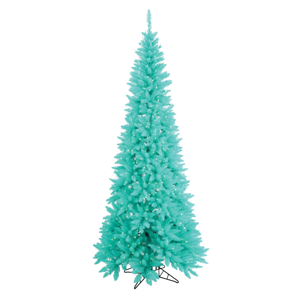 Vickerman 9' Aqua Fir Slim Artificial Christmas Tree Aqua Dura-lit LED Lights - Cheap-Us