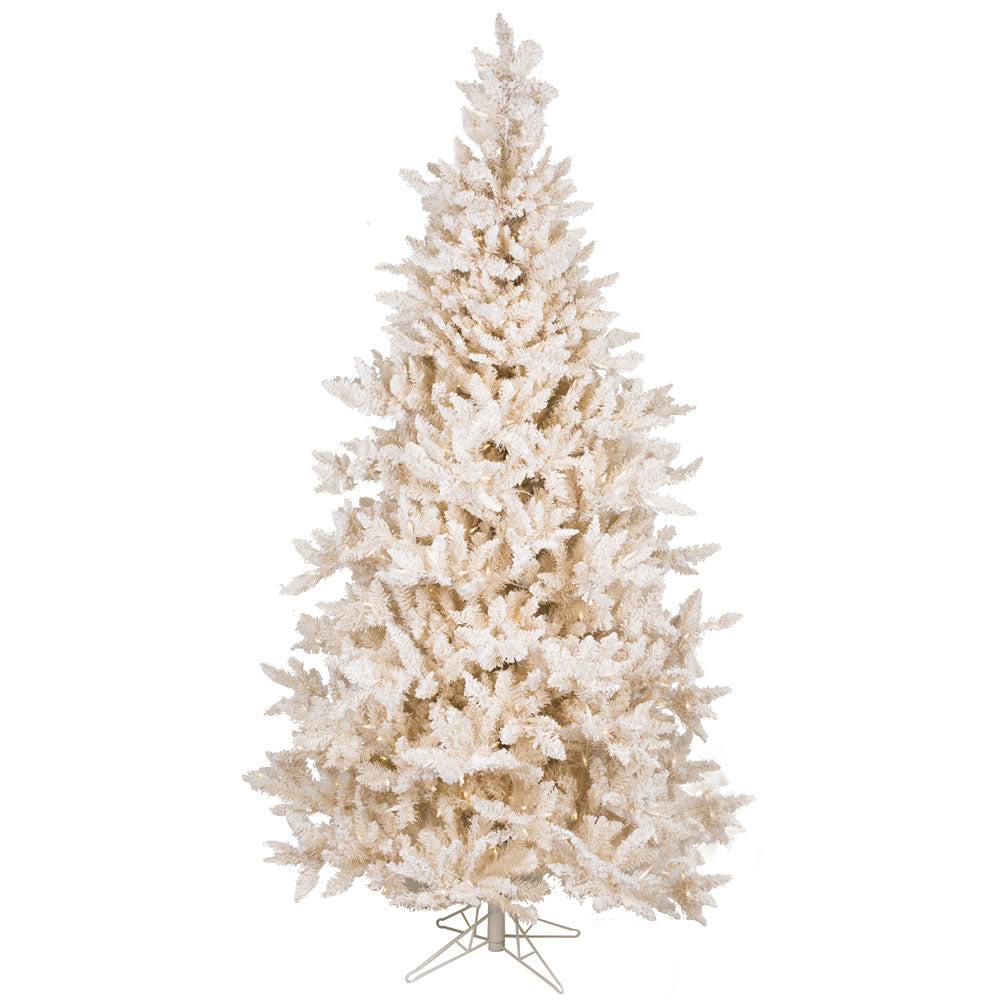 Vickerman 7.5' Flocked Vintage Fir Artificial Christmas Tree Warm White LED Lights - Cheap-Us