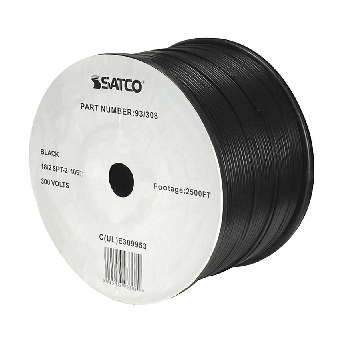 Lamp And Lighting Bulk Wire; 18/2 SPT-2 105C; 2500 Foot/Reel; Black - Cheap-Us