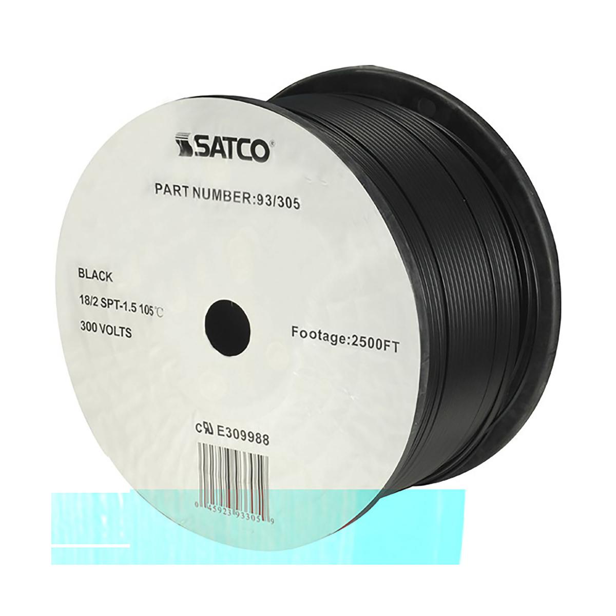 Lamp And Lighting Bulk Wire; 18/2 SPT-1.5 105C; 2500 Foot/Reel; Black - Cheap-Us