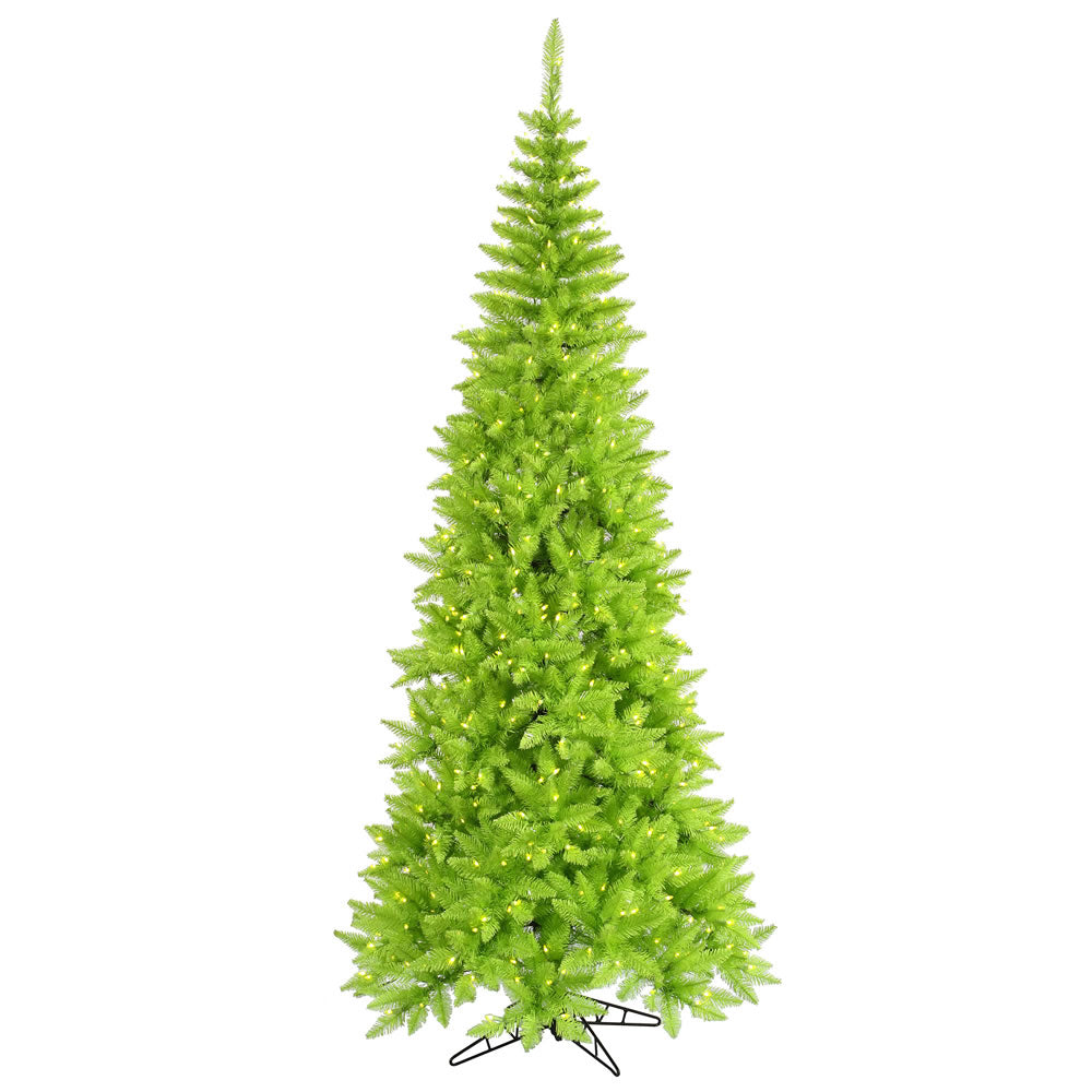 Vickerman 7.5' Lime Fir Slim Artificial Christmas Tree Lime Dura-lit LED Lights - Cheap-Us