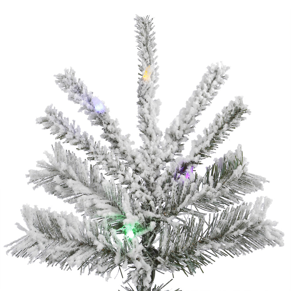 Vickerman 7.5' Flocked Sierra Fir Slim Artificial Christmas Tree Multi-Colored LED Dura-Lit lights - Cheap-Us