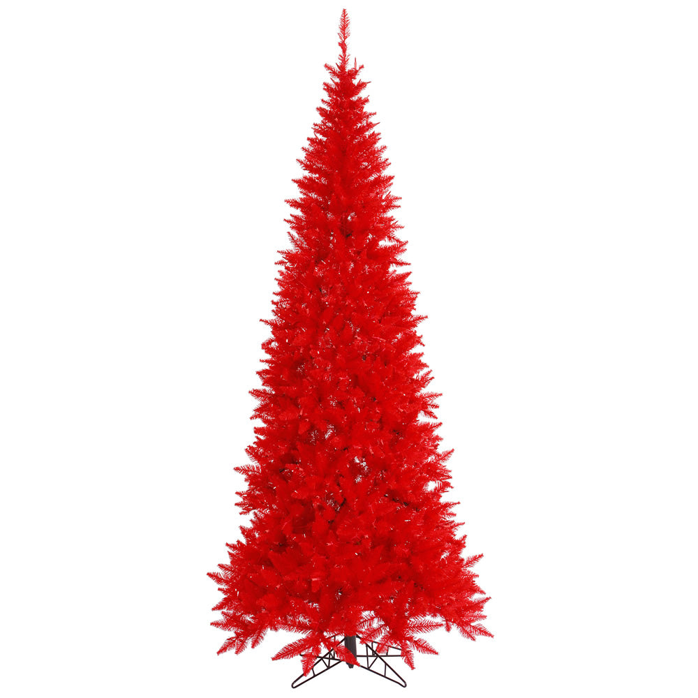 Vickerman 9' Red Fir Slim Artificial Christmas Tree Unlit - Cheap-Us