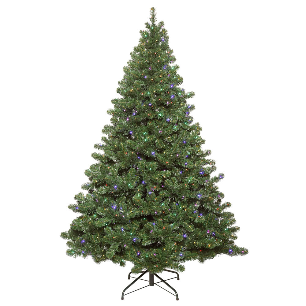Vickerman 6.5' Oregon Fir Artificial Christmas Tree Wide Angle Single Mold Multi-Colored LED Lights - Cheap-Us