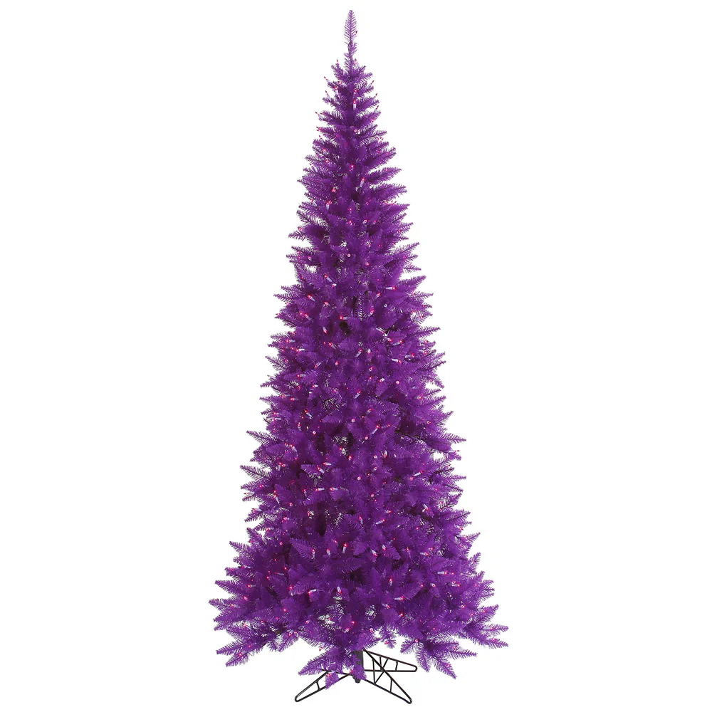Vickerman 10' Purple Fir Slim Artificial Christmas Tree Purple Dura-lit LED Lights - Cheap-Us