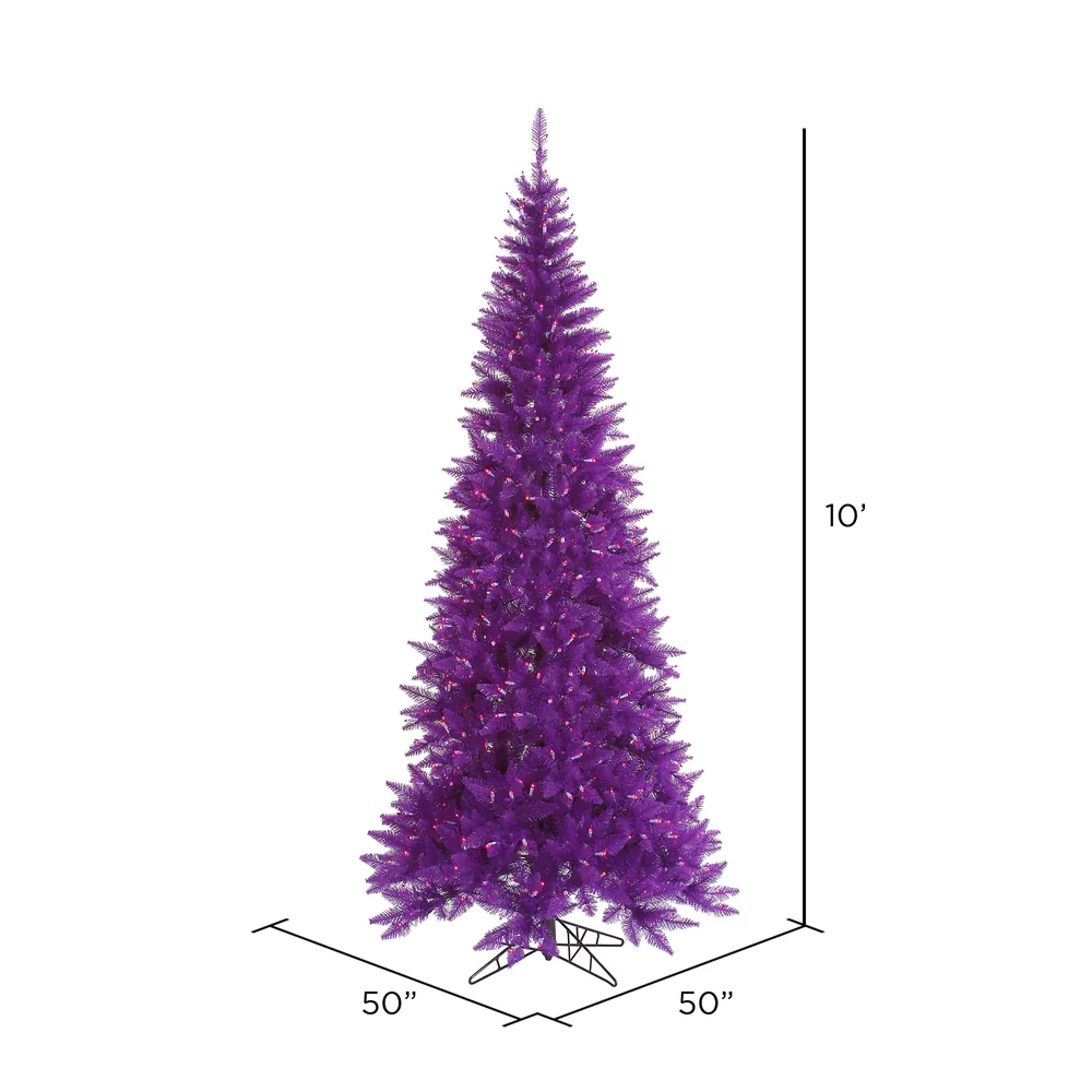 Vickerman 10' Purple Fir Slim Artificial Christmas Tree Purple Dura-lit LED Lights - Cheap-Us