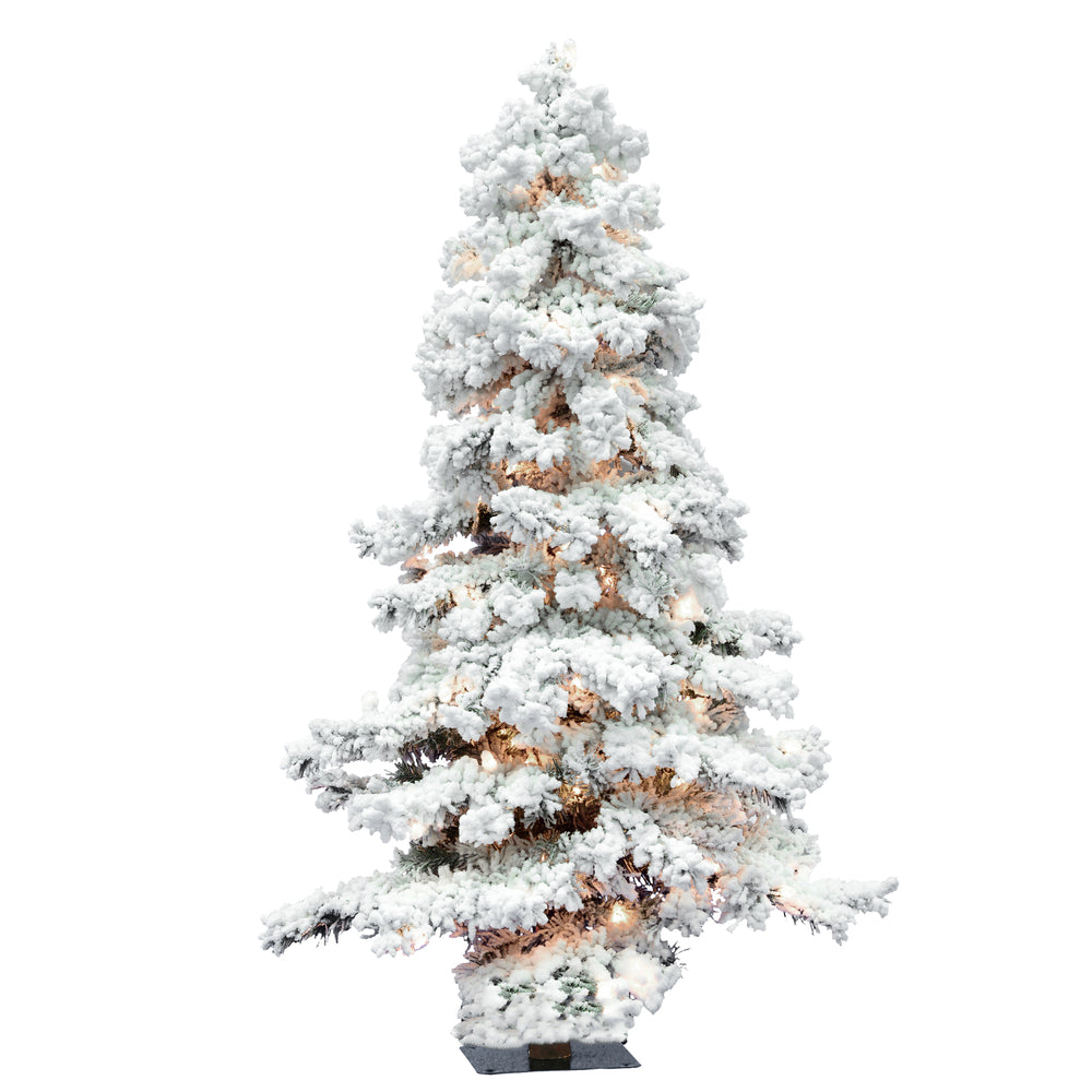 Vickerman 7' Flocked Spruce Artificial Christmas Tree with 400 Clear Lights - Cheap-Us